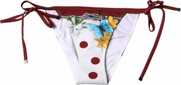 White Floral Print Swimsuit Bikini Bottom Swimwear