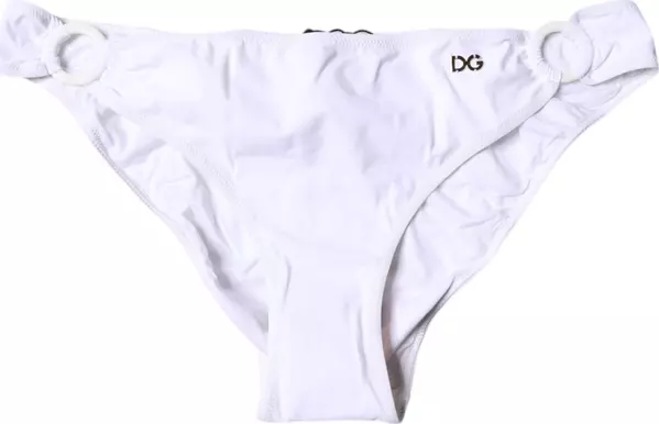 White Nylon Beachwear Bikini Bottom Swimwear