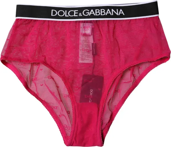 Fuchsia Tulle Nylon Mid Waist Panty Underwear