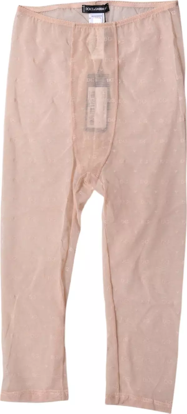 Beige Logo Lace Lingerie Cropped Tights Underwear