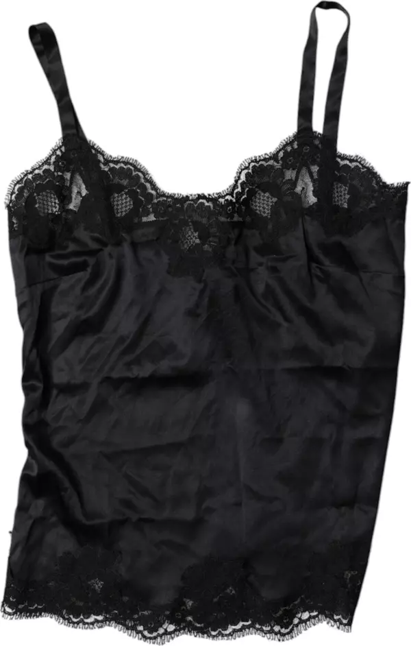 Black Lace Silk Blend Camisole Top Underwear
