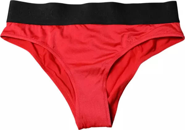 Red Nylon Stretch Mid Waist Panty Underwear