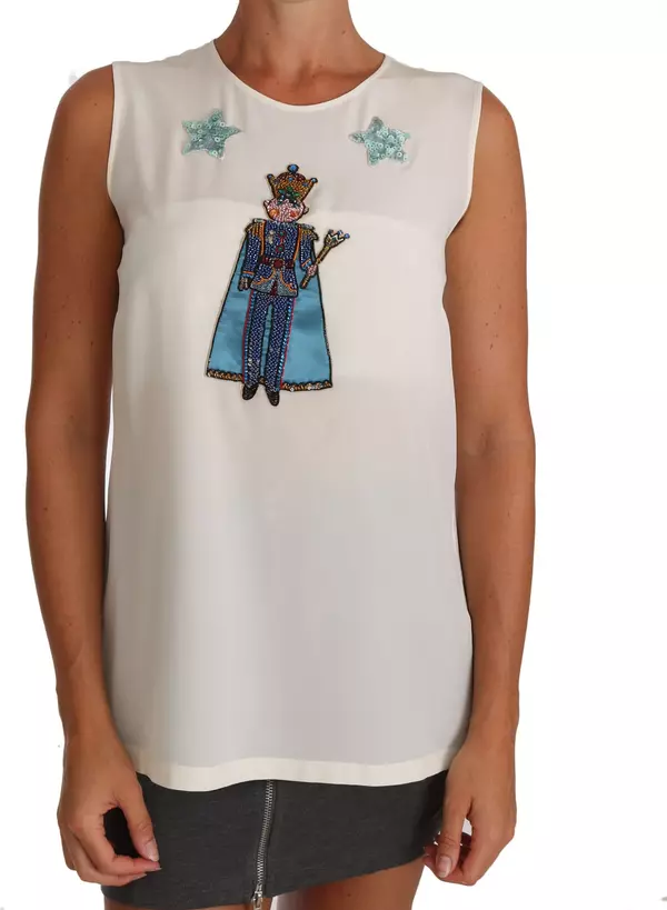 White Silk Crystal Sequined Fairy T-shirt