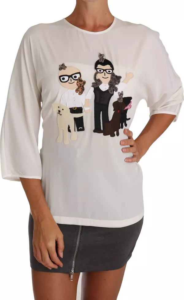 White Silk #dgfamily Blouse T-shirt