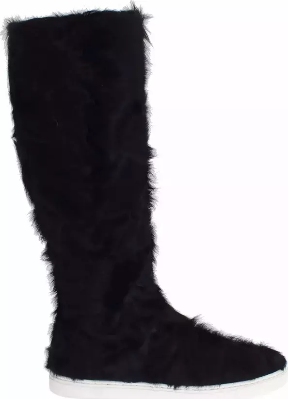 Black Xiangao Lamb Fur Leather Boots Shoes