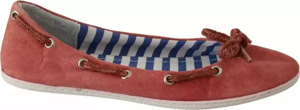 Scarlet Red Blue Stripe Flat Slip-On Shoes