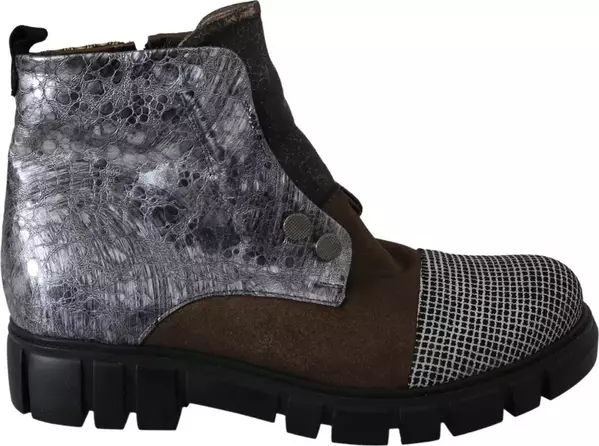 Multicolor Leather Suede Zipper Ankle Boots Shoes