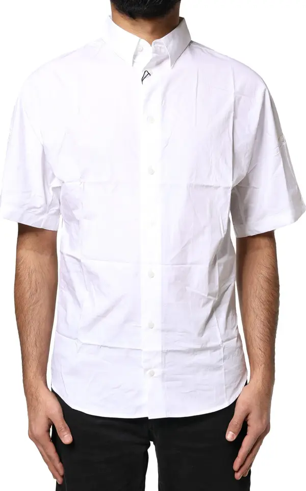 White Cotton Button Down Casual Men Polo Shirt