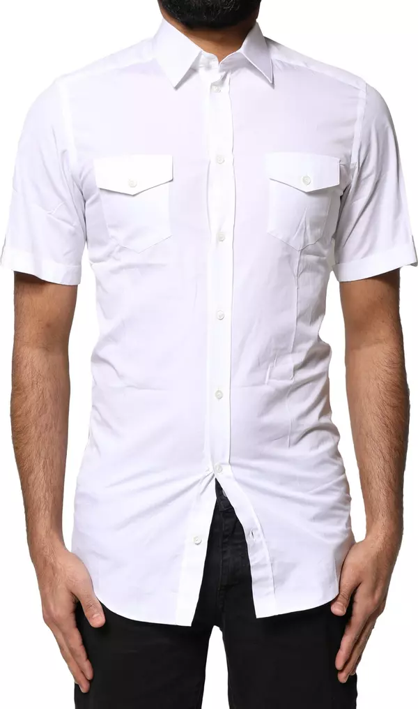 White GOLD Button Down Casual Men Polo Shirt