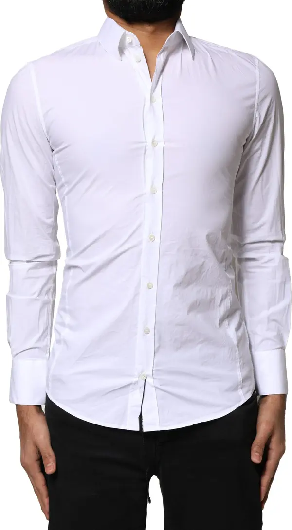 White SICILIA Cotton Formal Men Dress Shirt