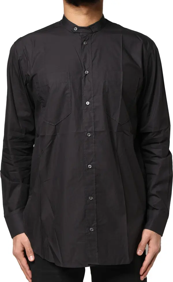 Black Cotton Button Down Men Casual Shirt