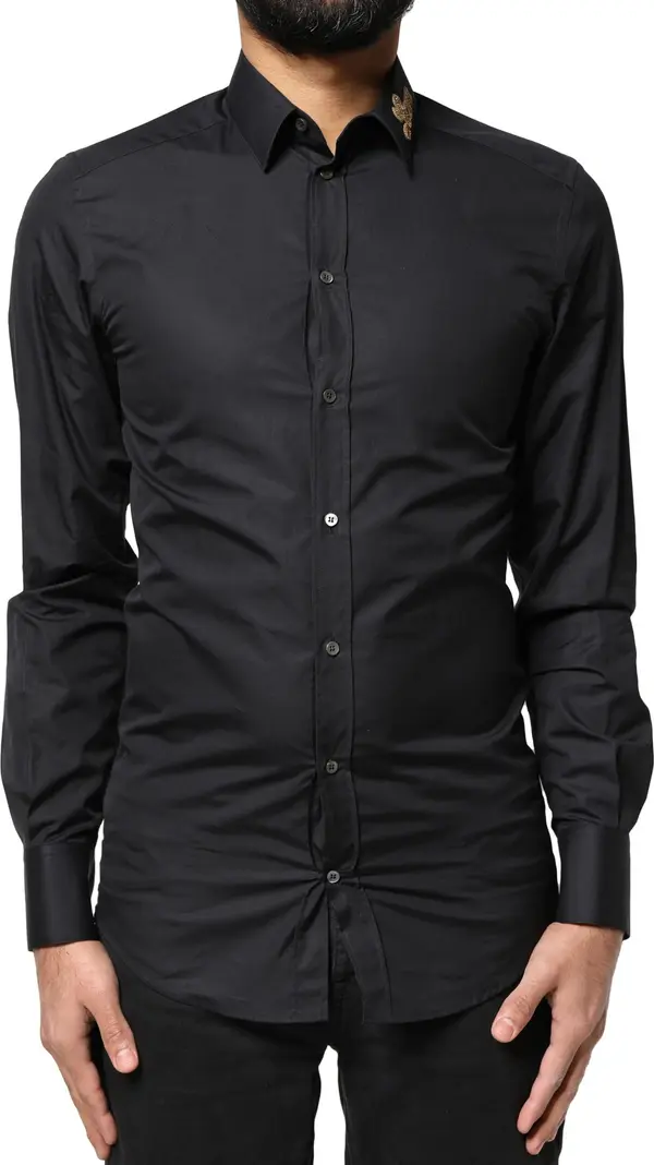 Black Love Embroidery GOLD Formal Dress Shirt