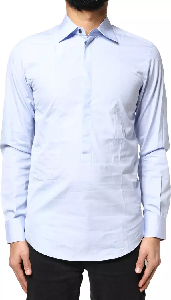 Light Blue Cotton Long Sleeves Dress Shirt