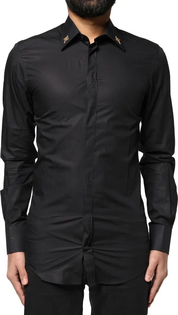 Black GOLD Cross Embellished Men Dress Shirt
