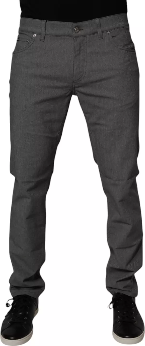 Gray Cotton Stretch Skinny Denim Jeans