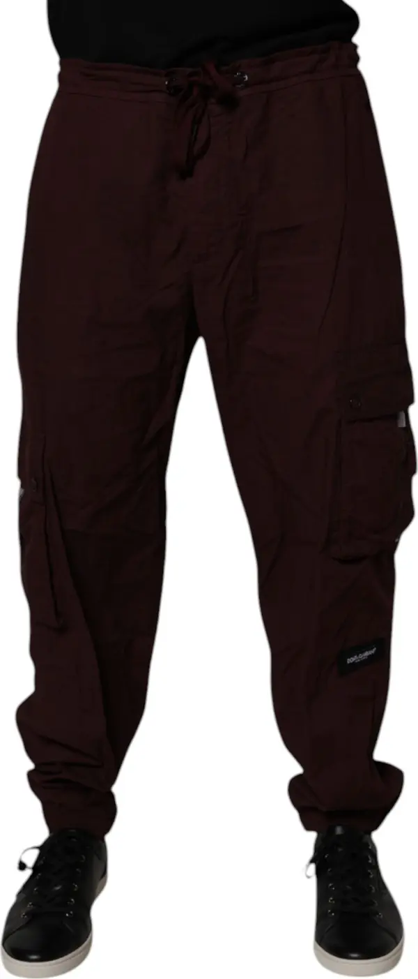 Maroon Cotton Cargo Jogger Sweatpants Pants