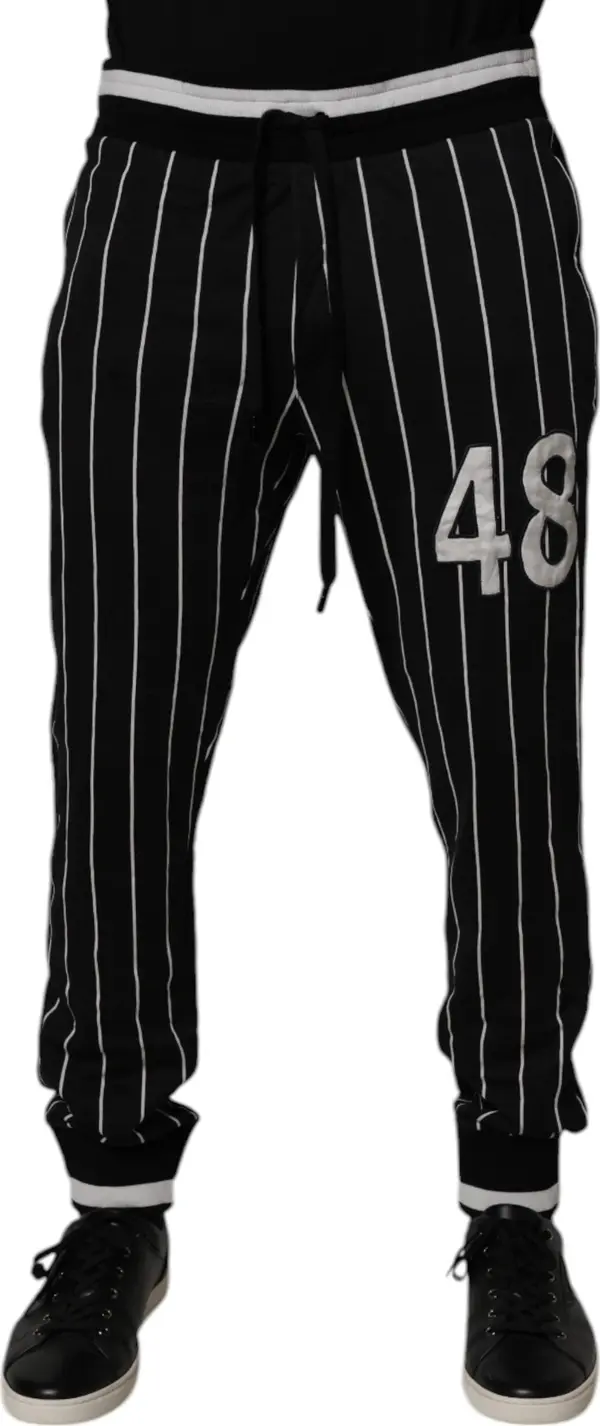 Black White Stripes Jogger Sweatpants Pants