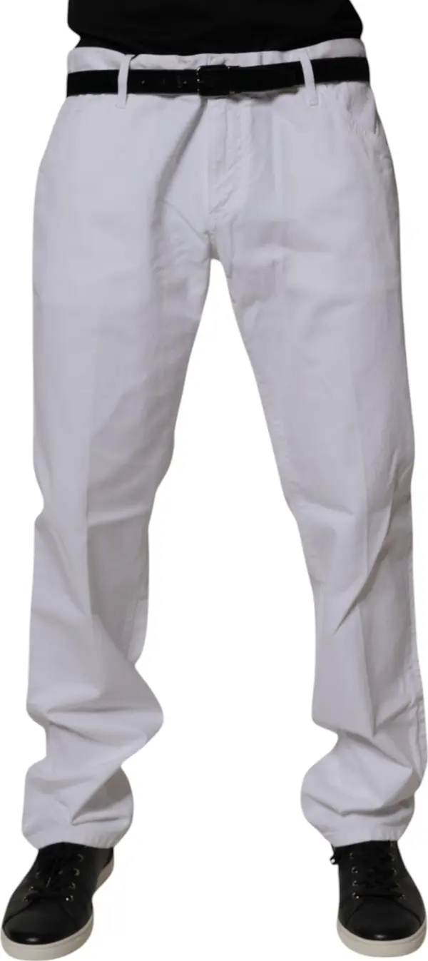 White Cotton Straight Men Denim Jeans