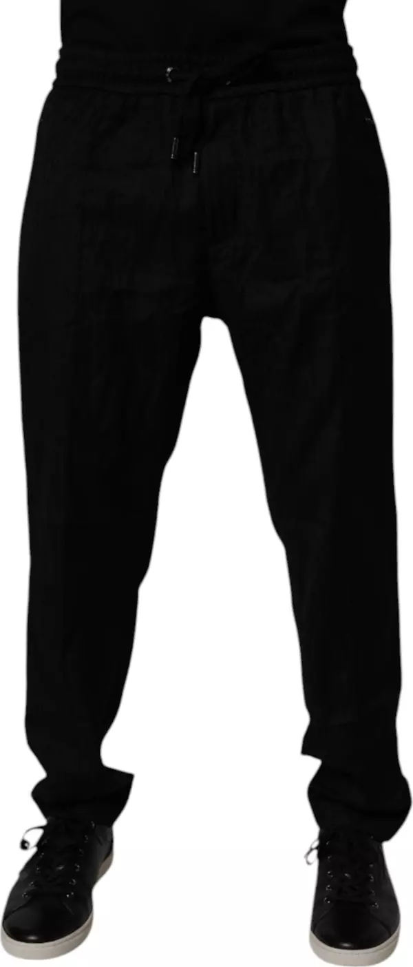 Black Wool Jogger Sweatpants Pants