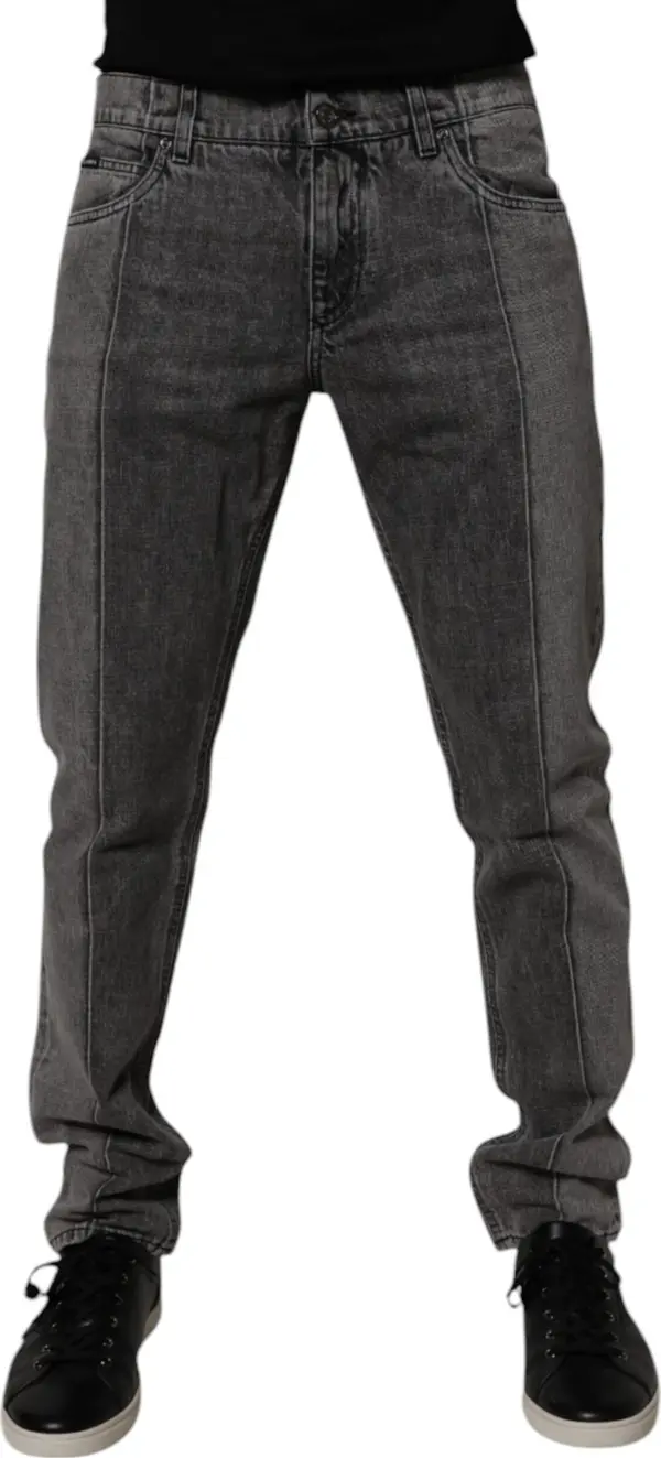 Two Tone Gray Cotton Denim Jeans