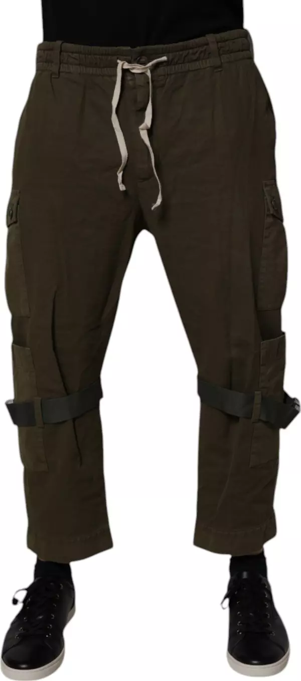 Brown Cotton Stretch Cargo Pants