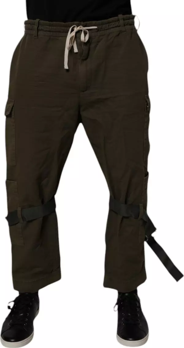 Brown Cotton Stretch Cargo Pants