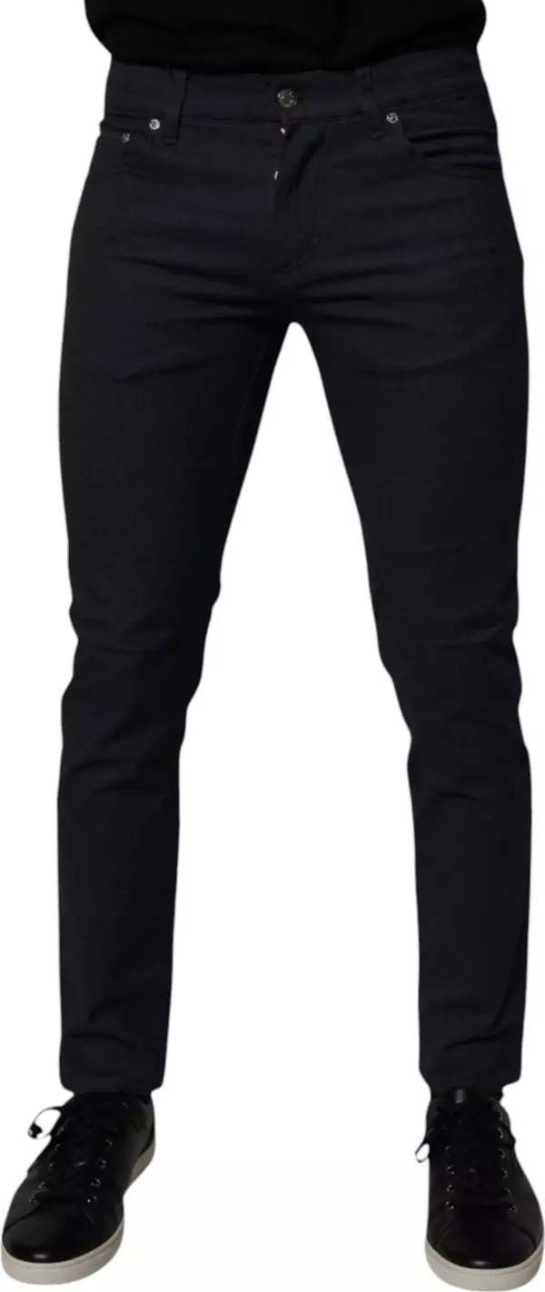 Dark Blue Cotton Stretch Skinny Denim Jeans