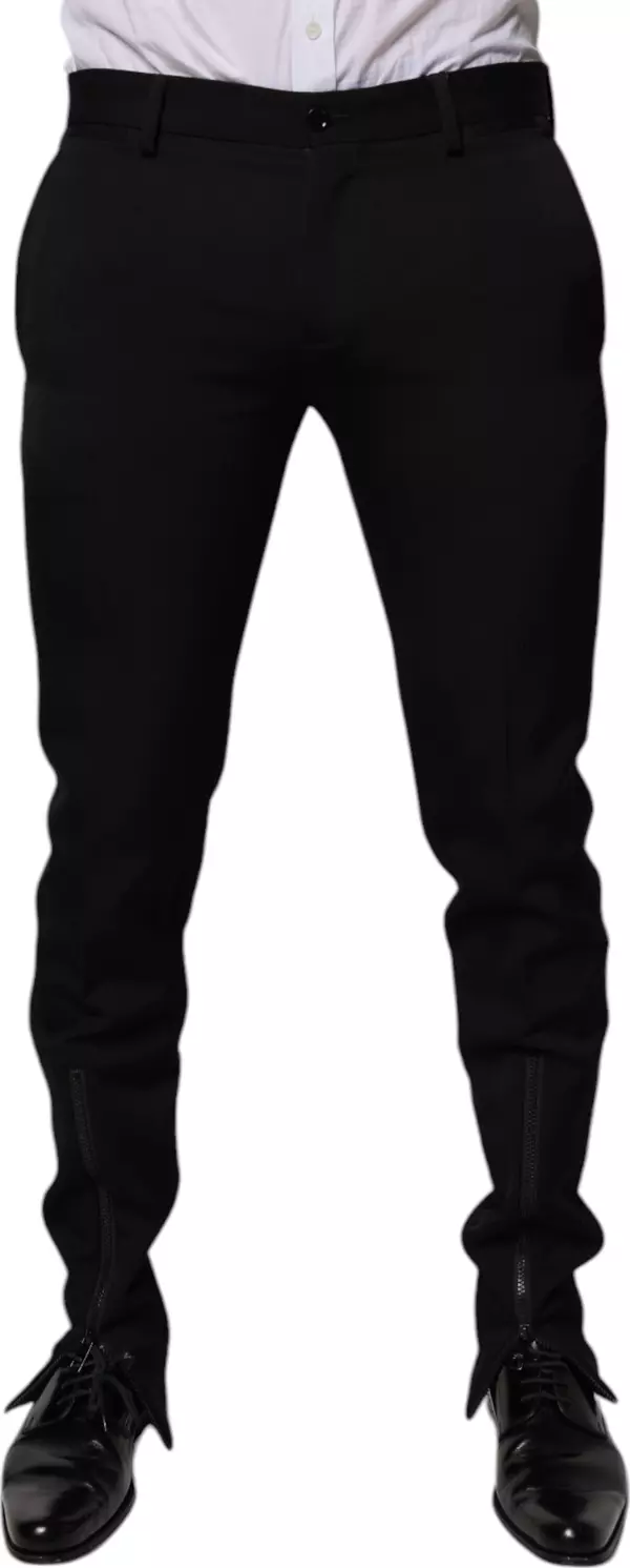 Black Wool Tapered Formal Dress Pants
