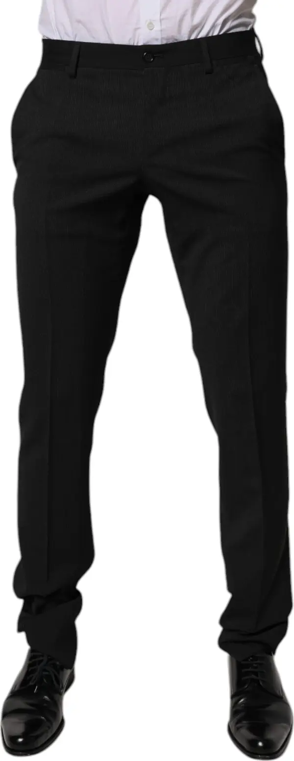 Black Polyester Tapered Formal Men Dress Pants