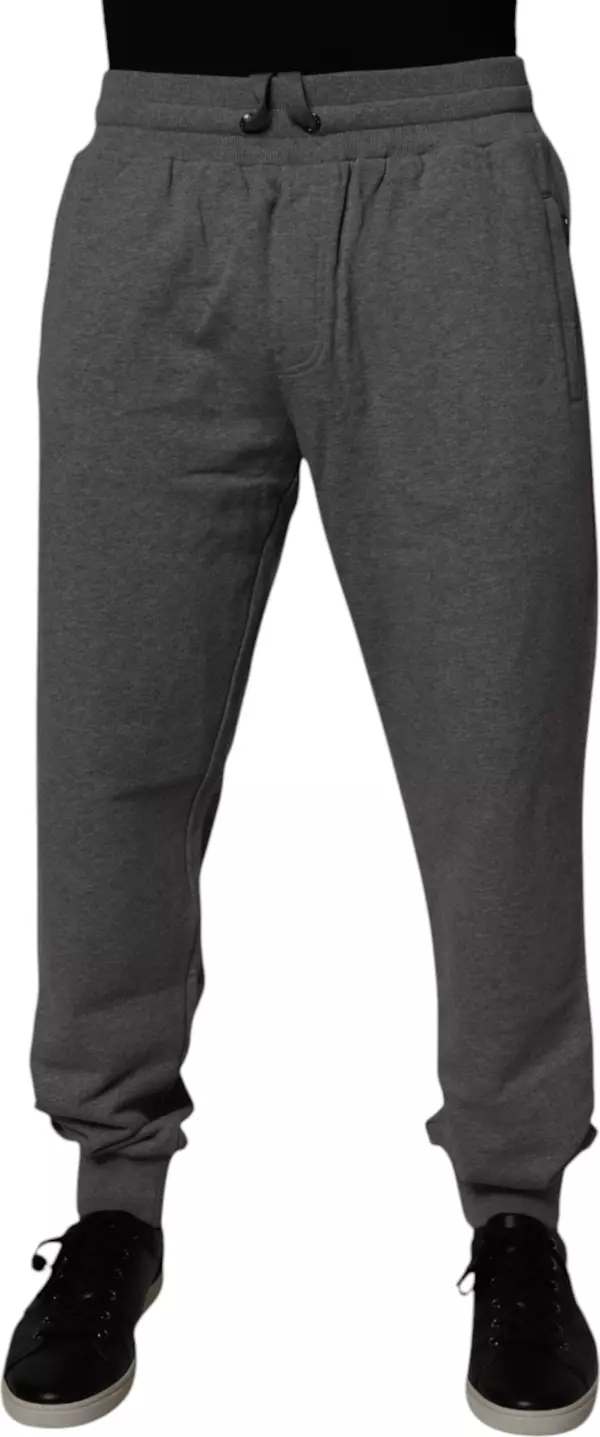 Gray Logo Cotton Jogger Men Sweatpants Pants