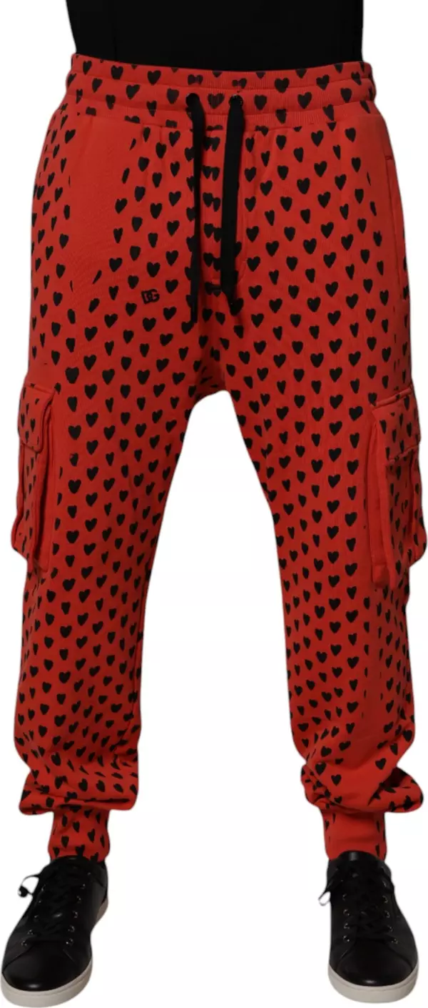 Red Hearts Cargo Jogger Men Sweatpants Pants