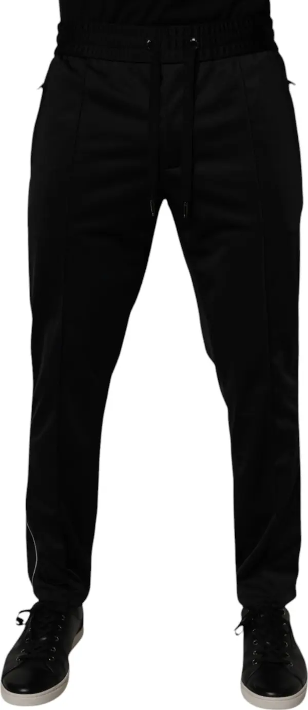 Black Polyester Men Jogger Sweatpants Pants