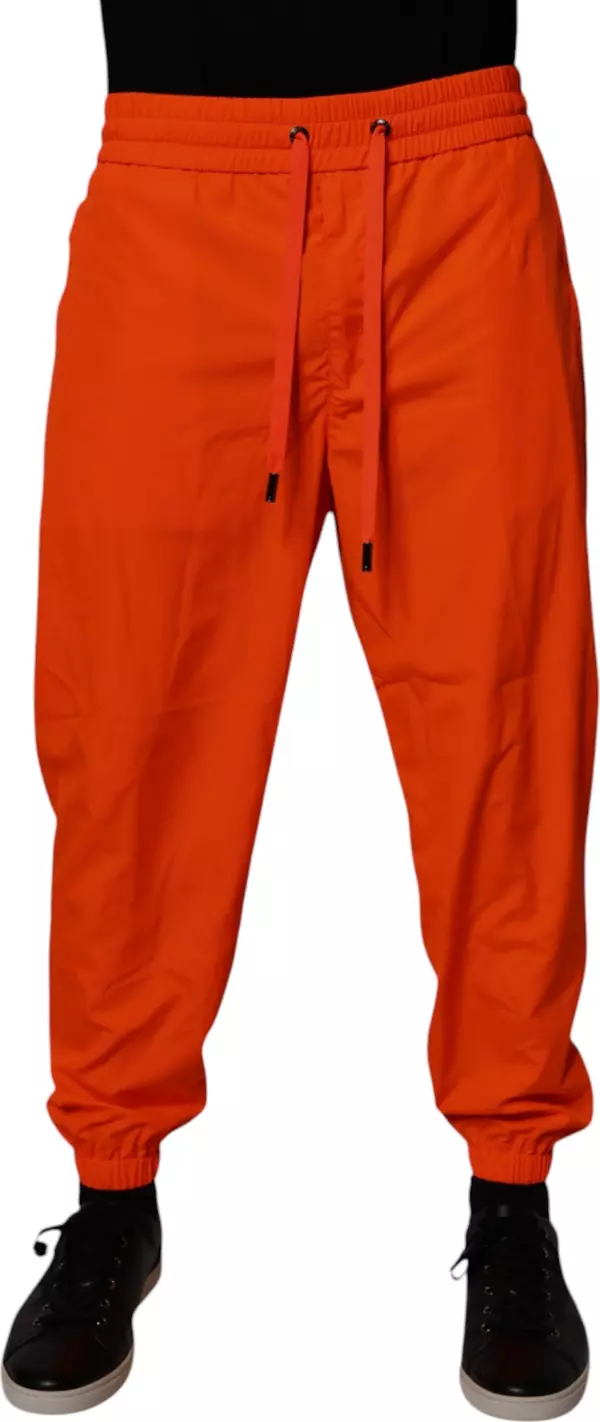 Orange Polyester Men Jogger Sweatpants Pants