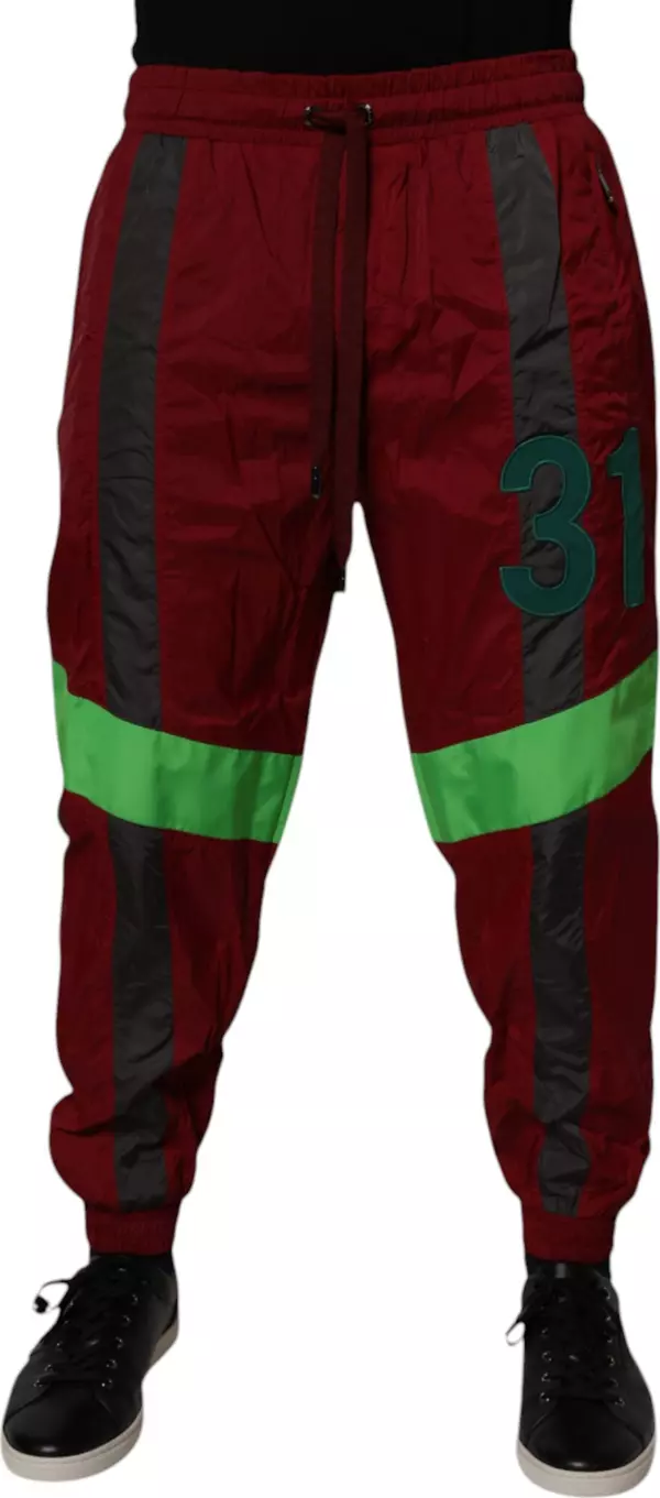 Maroon Nylon Men Jogger Sweatpants Pants