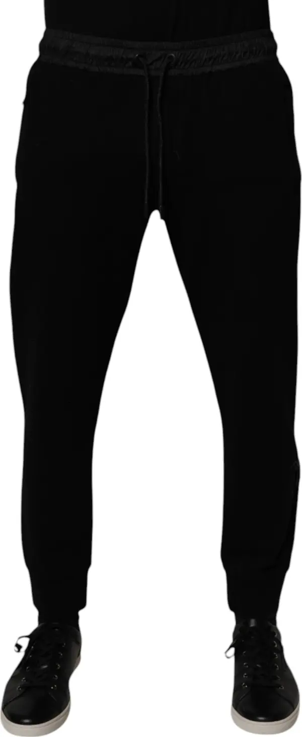Black Cotton Blend Men Jogger Sweatpants Pants