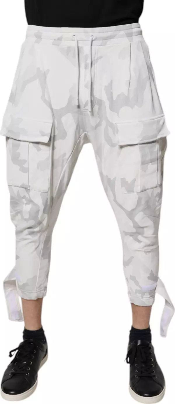 White Camouflage Cargo Jogger Sweatpants Pants