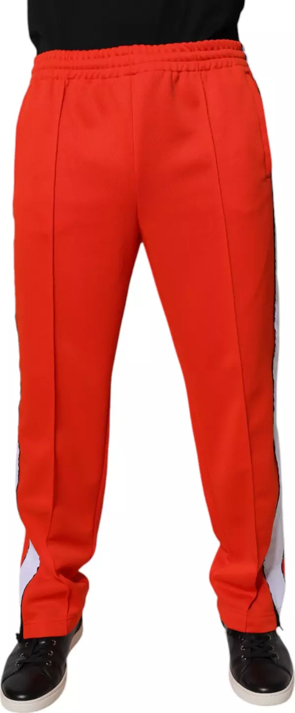 Red White Mid Waist Men Jogger Sweatpants Pants