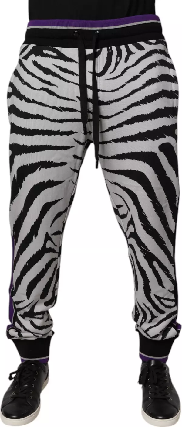 Black White Zebra Men Jogger Sweatpants Pants