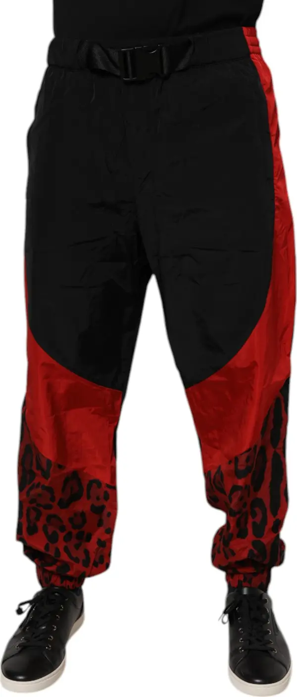Black Red Leopard Jogger Sweatpants Pants
