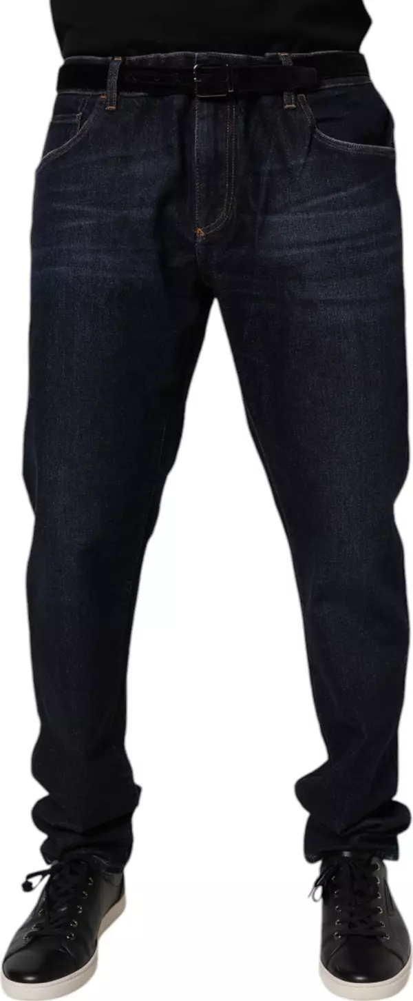 Dark Blue Cotton Stretch Skinny Denim Jeans