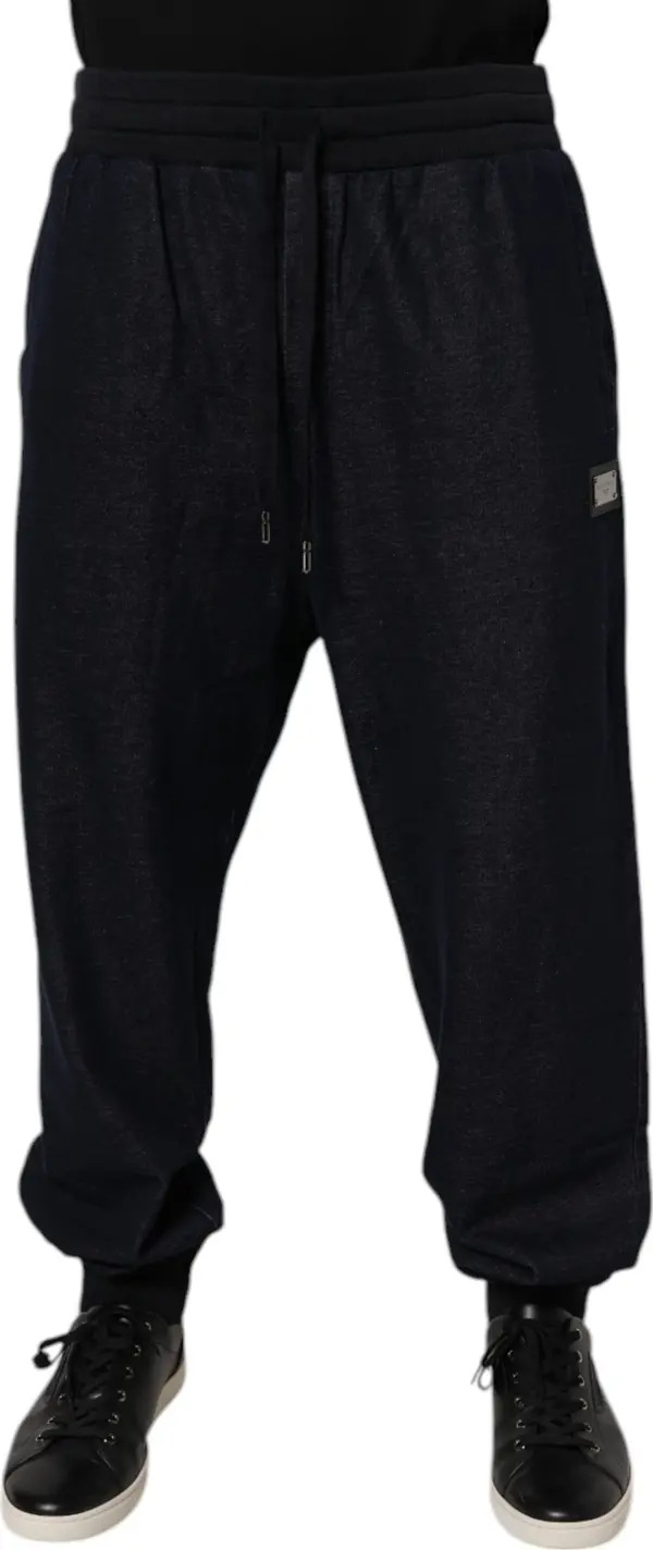 Black Jacquard Cotton Jogger Sweatpants Pants