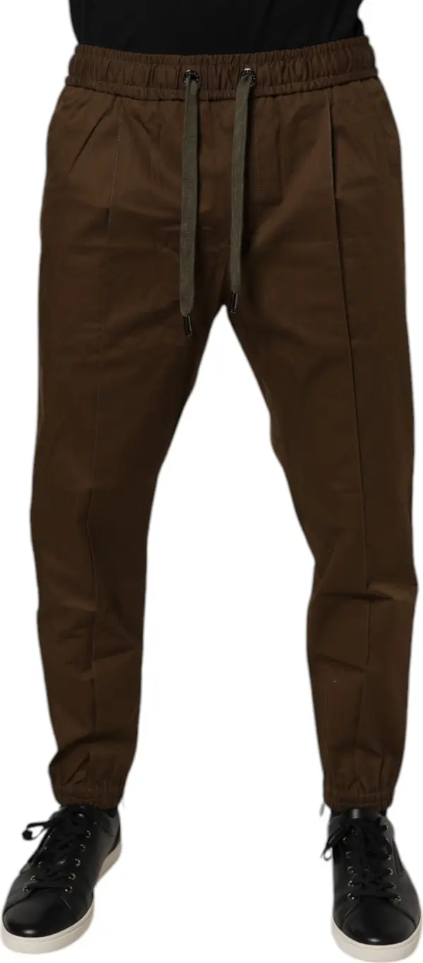 Brown Cotton Stretch Jogger Sweatpants Pants