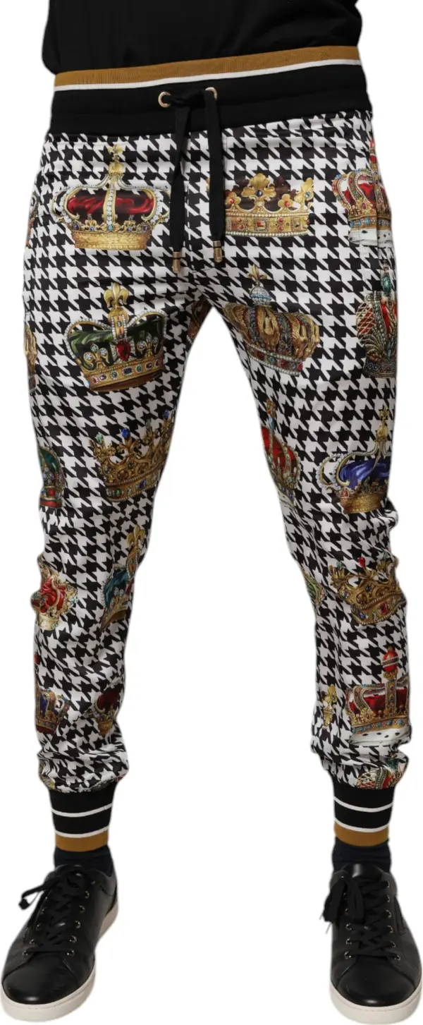 Multicolor Houndstooth Crown Men Sweatpants Pants