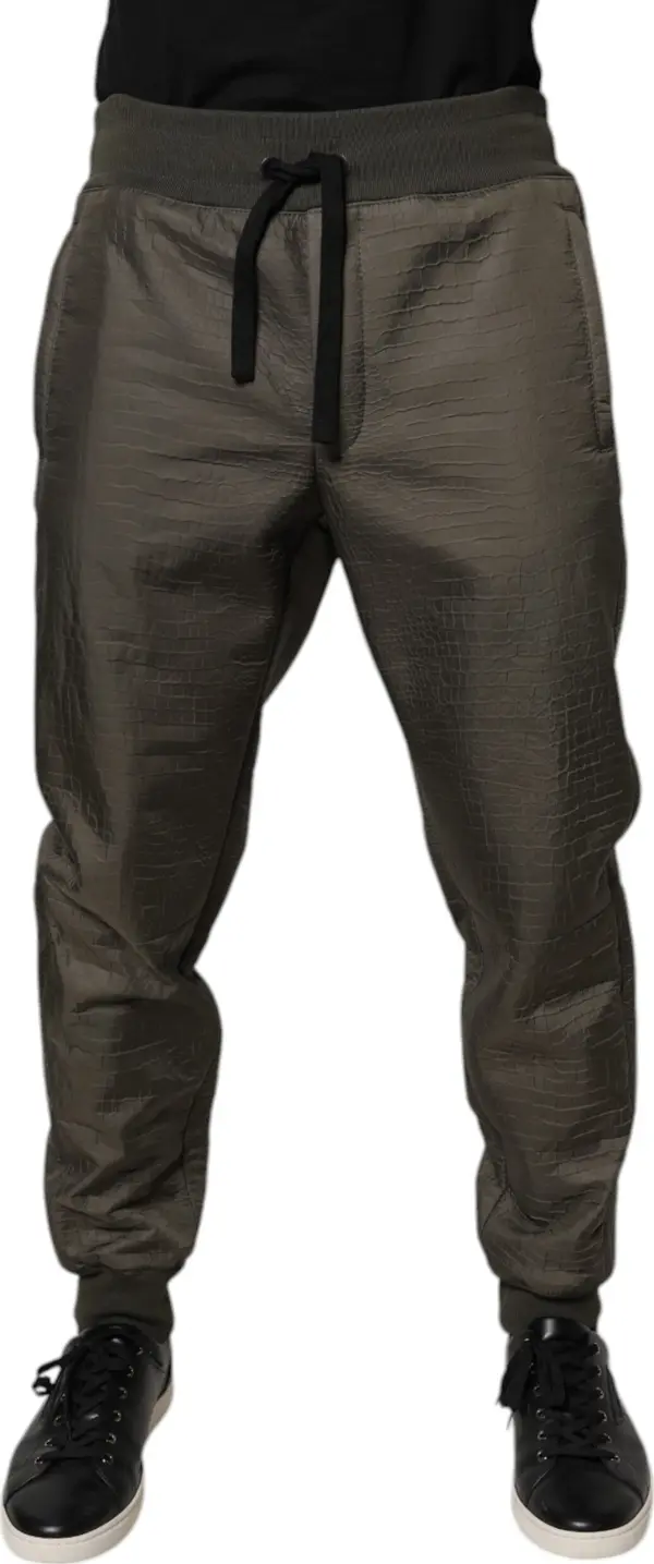 Brown Lambskin Leather Men Sweatpants Pants