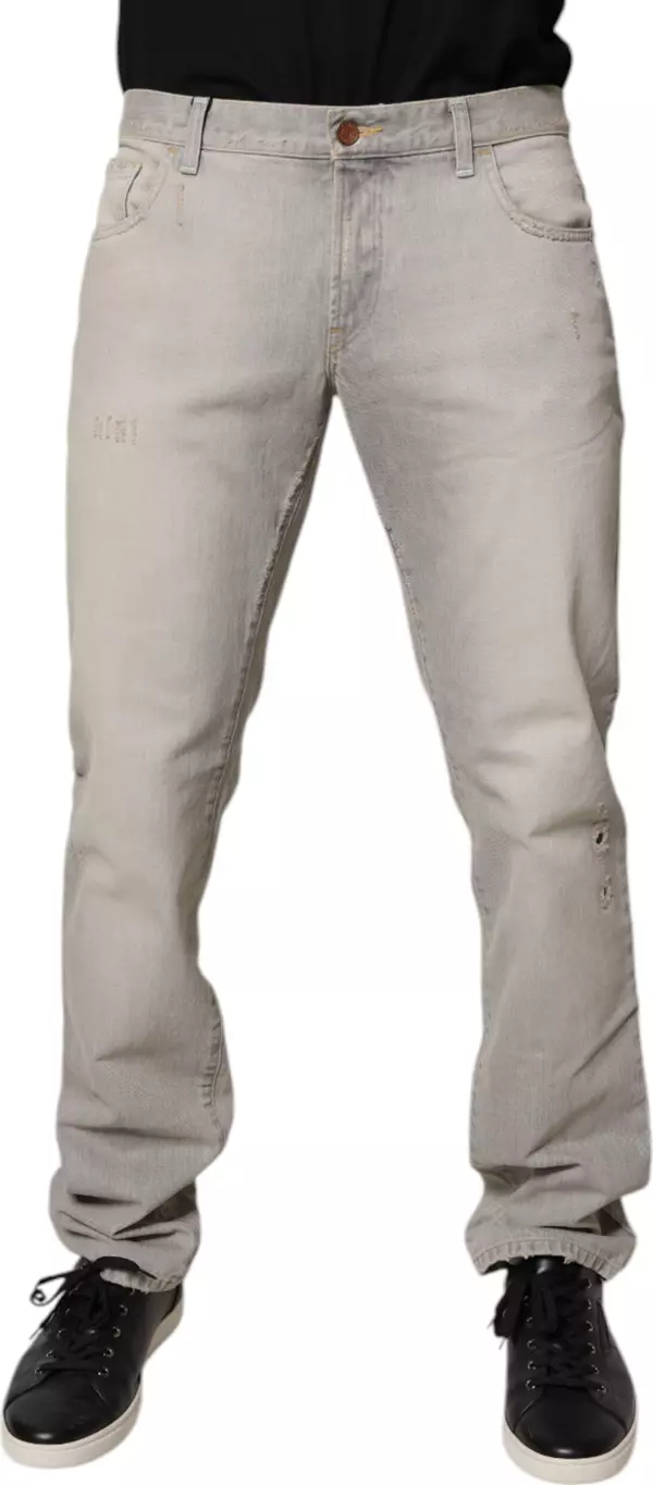 Light Gray Cotton Skinny Denim Jeans
