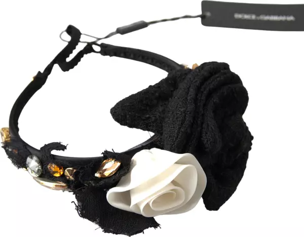 Diadem Headband Tiara White Rose Crystal Hair Gold