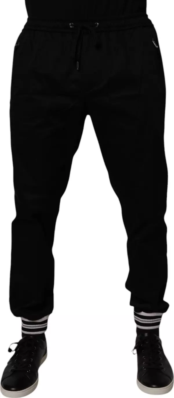Black Cotton Stretch Jogger Sweatpants Pants