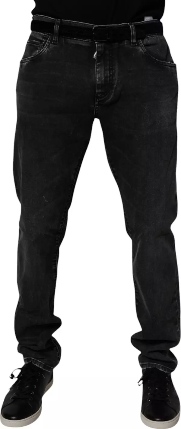 Black Cotton Stretch Men Skinny Denim Jeans