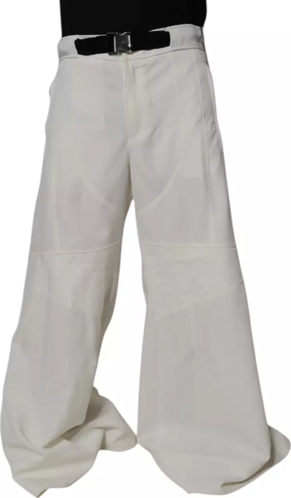 White Mid Waist Wide Leg Pants