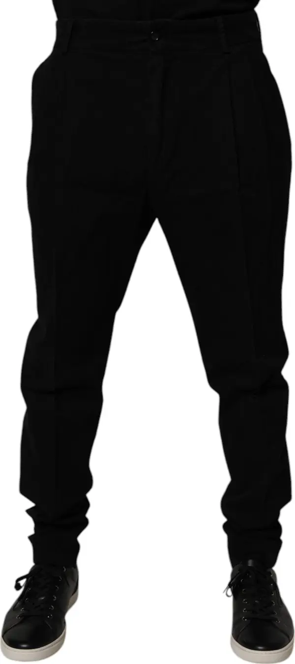 Black Cotton Stretch Skinny Pants